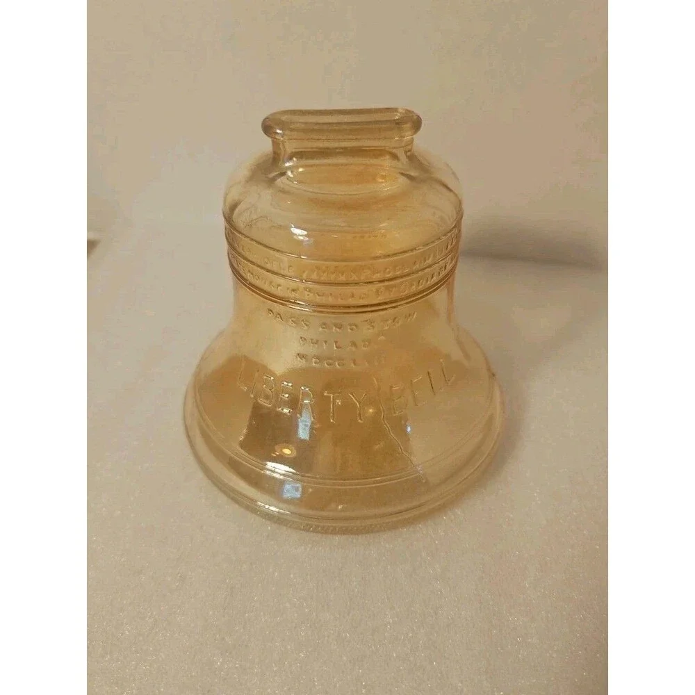 Vintage Liberty Bell Iridescent Bank Pass & Stow Amber Carnival Glass Coins 4